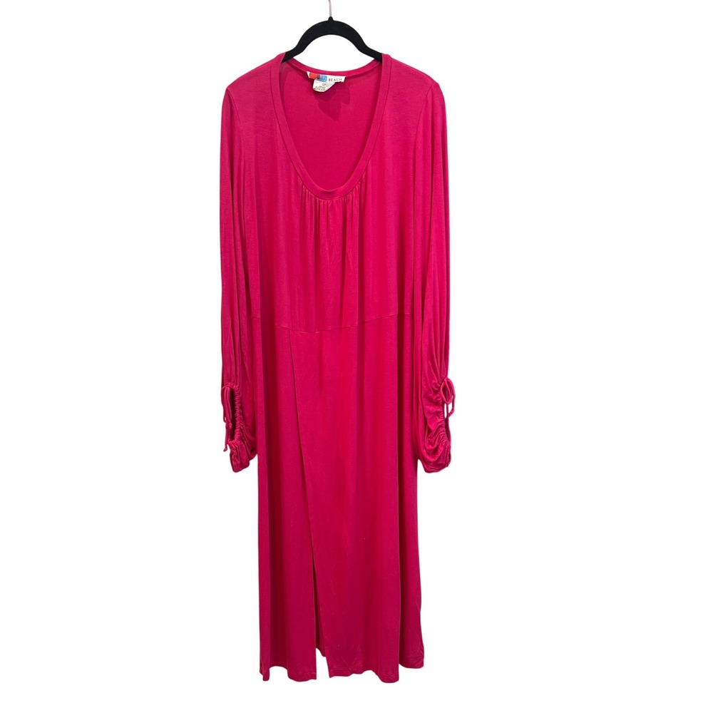 Free People Beach Long Balloon Tie Sleeves Pink Midi Dress Size Small